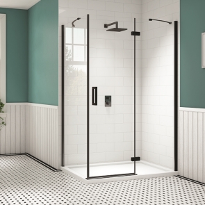 Merlyn Black Side Panel for Hinge Shower Door 760mm Wide - Clear Glass | Product Image