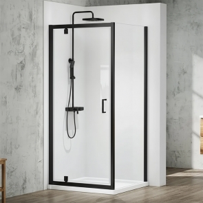 Merlyn Mbox Matt Black Side Panel 700mm Wide - 6mm Glass | Product Image