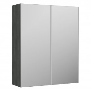 Nuie Arno Mirrored Bathroom Cabinet (50/50) 715mm H x 600mm W - Anthracite Woodgrain