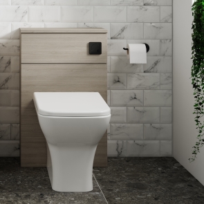 Nuie Arno Back to Wall WC Unit 500mm Wide - Solace Oak Woodgrain