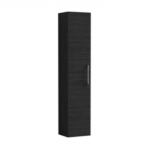 Nuie Arno Wall Hung 1-Door Tall Unit 300mm Wide - Black Woodgrain