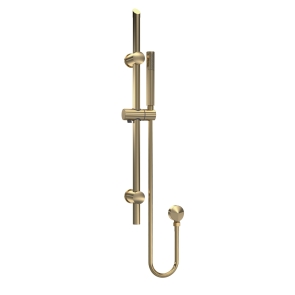 Nuie Arvan Round Slider Rail Shower Kit with Outlet Elbow - Brushed Brass | Product Image
