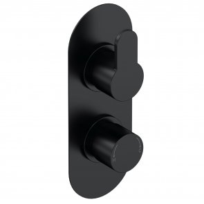 Nuie Arvan Thermostatic Concealed Shower Valve with Diverter Dual Handle - Matt Black