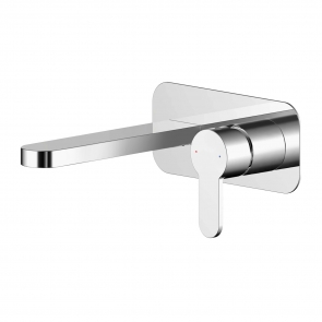 Nuie Arvan 2-Hole Wall Mounted Basin Mixer Tap with Plate - Chrome | Product Image