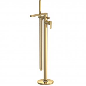 Nuie Arvan Freestanding Bath Shower Mixer Tap with Shower Kit - Brushed Brass