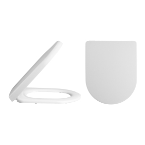 Nuie Asselby D-Shape Thermoplastic Toilet Seat with Soft Close Hinge - White | Product Image