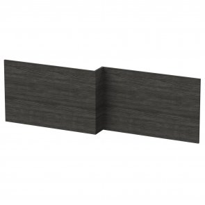 Nuie Athena Square Shower Bath Front Panel 540mm H x 1700mm W - Charcoal Black Woodgrain