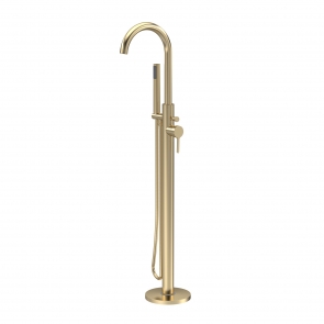 Nuie Aztec Freestanding Bath Shower Mixer Tap with Shower Kit - Brushed Brass