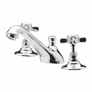 Nuie Beaumont 3-Hole Basin Mixer Tap Deck Mounted with Pop Up Waste - Chrome