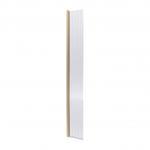 Nuie Fluted Concealed Hinged Wet Room Return Panel 300mm Wide with Support Bar 8mm Glass - Brushed Brass