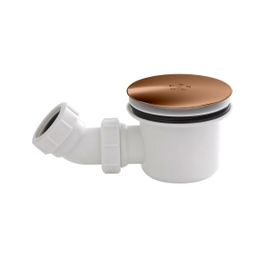 Nuie 90mm Fast Flow Shower Tray Waste with Brushed Bronze Cover - White | Product Image