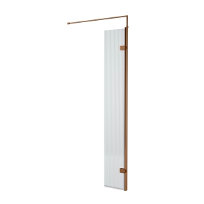 Nuie Fluted Deco Hinged Wet Room Flipper Panel 300mm Wide 8mm Glass - Brushed Bronze | Product Image