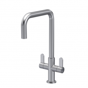 Nuie Kosi Mono Kitchen Sink Mixer Tap Dual Lever Handle - Brushed Nickel | Product Image