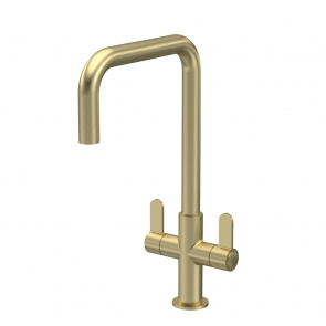Nuie Kosi Mono Kitchen Sink Mixer Tap Dual Lever Handle - Brushed Brass | Product Image