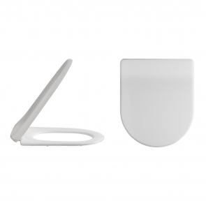 Nuie Luxury D-Shaped Thermoplastic Toilet Seat with Soft Close Hinge - White | Product Image