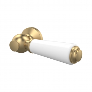 Hudson Reed Traditional Toilet Cistern Lever with Ceramic Detail - Brushed Brass/White