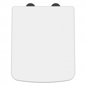 Nuie Luxury Square Toilet Seat with Soft Close Quick Release Hinges Black Cover Cap - White