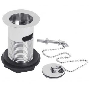 Nuie Basin Waste with Brass Plug and Ball Chain Chrome - Slotted