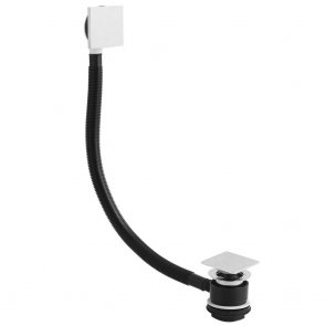 Nuie Square Press Top Bath Waste with Designer Overflow - Chrome