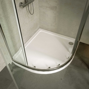 Nuie Pearlstone Offset Quadrant Left Handed Shower Tray 1200mm x 900mm - White