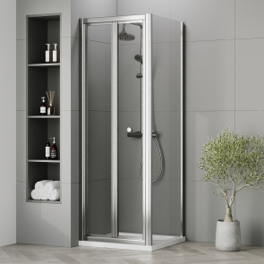 Nuie Rene Bi-Fold Shower Door 800mm Wide with Polished Chrome Profile - 4mm Glass | Product Image