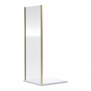 Nuie Rene Brushed Brass Profile Side Panel 800mm Wide - 6mm Glass