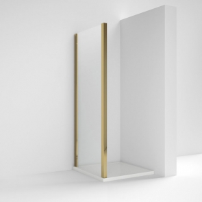 Nuie Rene Brushed Brass Profile Side Panel 900mm Wide - 6mm Glass