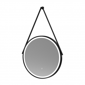 Nuie Salana Black Framed LED Touch Sensor Round Bathroom Mirror  600mm H x 600mm W | Product Image