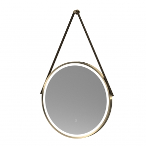 Nuie Salana Brushed Brass Framed LED Touch Sensor Round Bathroom Mirror  600mm H x 600mm W | Product Image