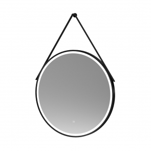 Nuie Salana Black Framed LED Touch Sensor Round Bathroom Mirror  800mm H x 800mm W | Product Image