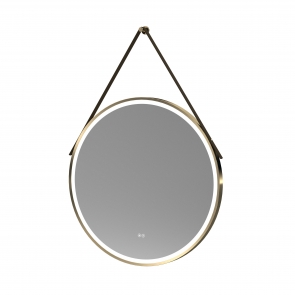 Nuie Salana Brushed Brass Framed LED Touch Sensor Round Bathroom Mirror  800mm H x 800mm W | Product Image