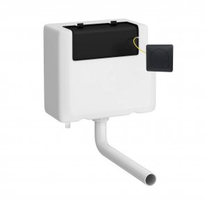 Nuie Universal Access Concealed Toilet Cistern with Square Black Flush Plate | Product Image