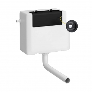 Nuie Universal Access Concealed Toilet Cistern with Traditional Black Flush Plate | Product Image