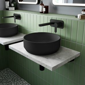 Nuie Vessel Round Sit-On Countertop Basin 350mm Wide - Matt Black | Product Image