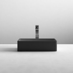 Nuie Vessel Rectangular Sit-On Countertop Basin 465mm Wide - Matt Black | Product Image