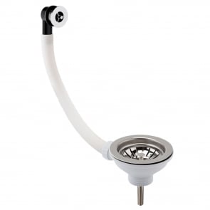 Nuie Kitchen Sink Waste with 90mm Strainer with Overflow - Chrome