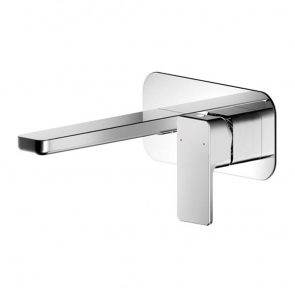 Nuie Windon 2-Hole Wall Mounted Basin Mixer Tap with Plate - Chrome