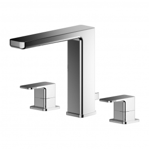 Nuie Windon 3-Hole Basin Mixer Tap with Pop-Up Waste - Chrome | Product Image