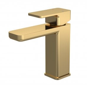 Nuie Windon Mono Basin Mixer Tap with Push Button Waste - Brushed Brass