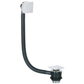 Orbit Square Bath Sprung Waste with Overflow - Chrome