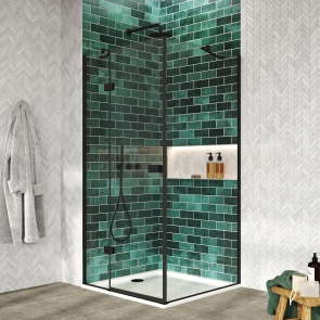 Orbit Athena Frameless Side Panel 700mm Wide 6mm Glass - Matt Black | Product Image