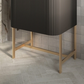 Orbit Linea Curve Vanity Unit Legs 600mm Wide - Brushed Brass | Product Image