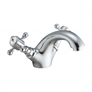 Orbit Harrogate Mono Basin Mixer Tap Dual Handle with Push Waste - Chrome