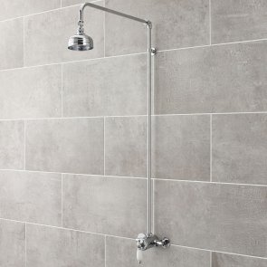 Nuie Beaumont Traditional Shower Riser Kit 4 Inch Fixed Head - Chrome | Product Image