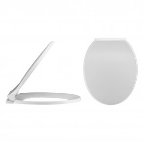 Nuie Round Thermoplastic Bottom Fixing Toilet Seat with Soft Close Hinges - White