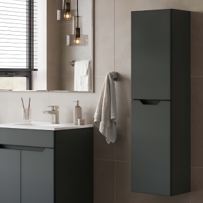 Prestige Culture Wall Mounted 2-Door Tall Unit 1200mm High x 300mm Wide - Matt Anthracite | Product Image