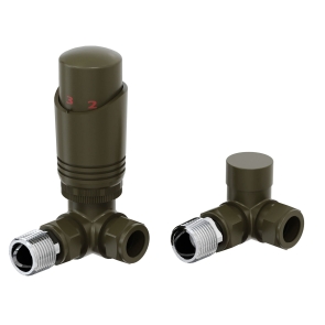 Prestige Design Corner Thermostatic Radiator Valve Set - Bronze | Product Image