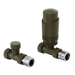Prestige Design Straight Thermostatic Radiator Valve Set - Bronze | Product Image