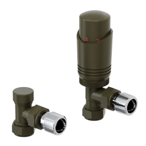 Prestige Design Angled Thermostatic Radiator Valve Set - Bronze | Product Image