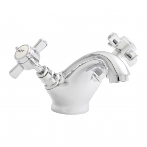 Prestige Klassique Mono Basin Mixer Tap with Click Waste Dual Handle - Chrome